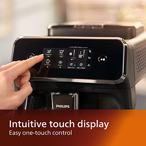 Philips 2200 Series Bean-to-Cup Espresso Machine - Classic Milk Frother, Intuitive Touch Display, Matte Black (EP2220/10)