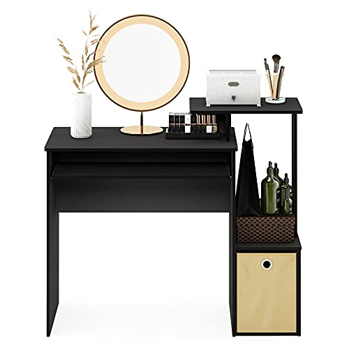 Furinno Econ Multipurpose Home Office Computer Writing Desk, Computer Desk, Study Desk, w/Bin, Black/Brown, 100.1 (W) x 86.6 (H) x 39.9 (D) cm