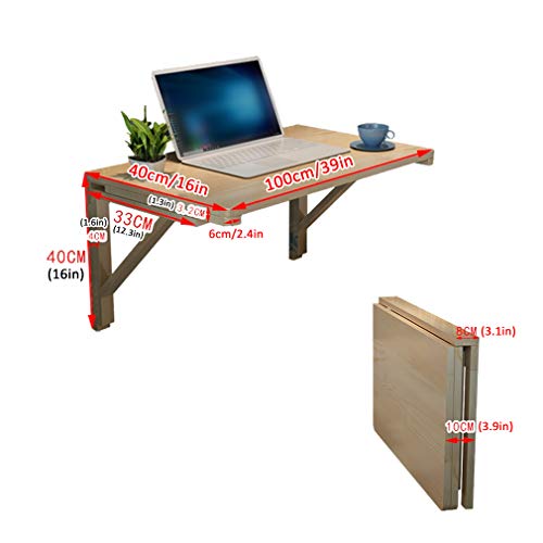 LUNEZY Solid Pine Wood Wall-Mounted Table,Floating Dining Table,Folding Computer Desk,Multi-Function Study Table,14 Sizes,for Workbench,Kitchen,L