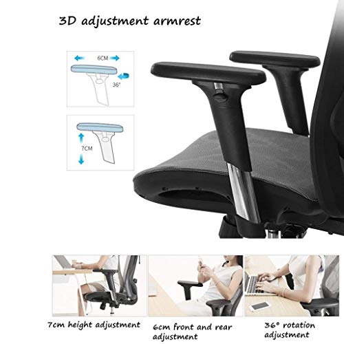 Mu Computer Chair,Ergonomic Chair Home Comfortable Office Chair Study Chair Sports Seat Comfortable Seated Loading 200Kg,Gray,70 * 70 * 106Cm
