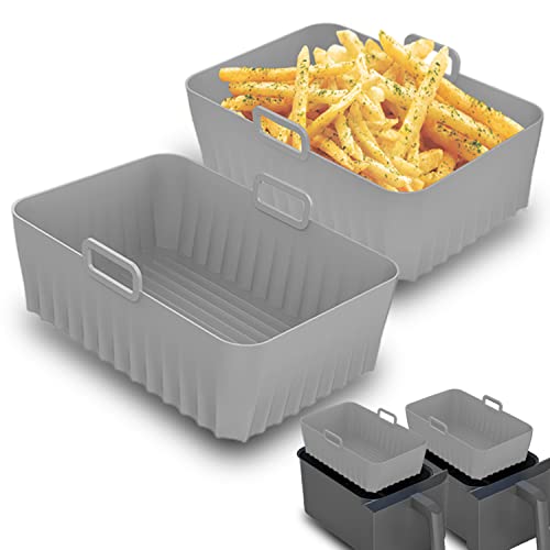 Apluskis 2-Pack Air Fryer Silicone Pots, 8.5 '' Reusable Air Fryer Silicone Liners for Ninja Foodi AF300UK/AF400UK, Tower, Instant Vortex Air Fry