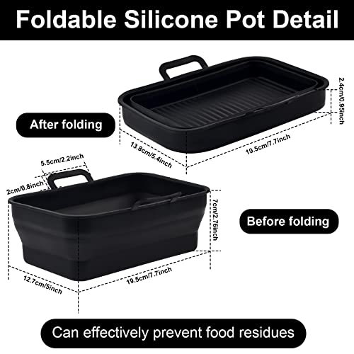 FOHYLOY Foldable Air Fryer Silicone Pot, 2Pcs Reusable Air Fryer Silicone Pot for Ninja Dual Air Fryer, Air Fryer Silicone Liner, Accessories for