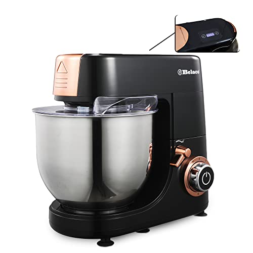 Belaco Full Size Stand Mixer 7L Stainless Steel Mixing Bowl Food Mixer 1500W Tilt Head 6 Speed Timer Digital Kitchen Mixer with Whisk, Beater & D