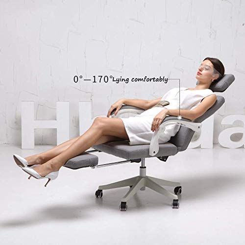 MU Computer Chair,Fabric Home Study Swivel Chair Nordic Boss Chair Ergonomic Chair Comfortable Office Chair Loading 400Kg,Gray,70 * 70 * 114Cm