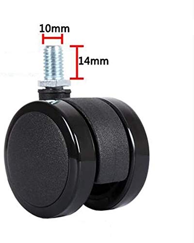 GTYT 5x Office Chair Casters Double Wheel Stem Wheels M10×15mm Thread Bolt 2Inch 250kg Furniture Replacement Casters Universal Swivel No Brake Pr