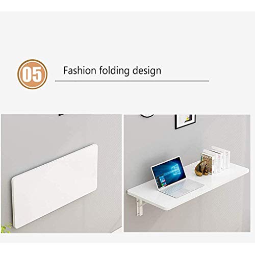 MYYINGELE Folding Wall-mounted Table for Small Space, Solid Wood Kitchen Drop Leaf Table, Compact Computer Study Desk for Office Home, Blue, 80x4