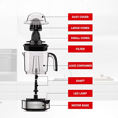 Electric Citrus Juicer 1.2L Large Volume - Orange Juicer with powerful motor and LED working lamp - Electric Lemon Squeezer for orange lemon lime