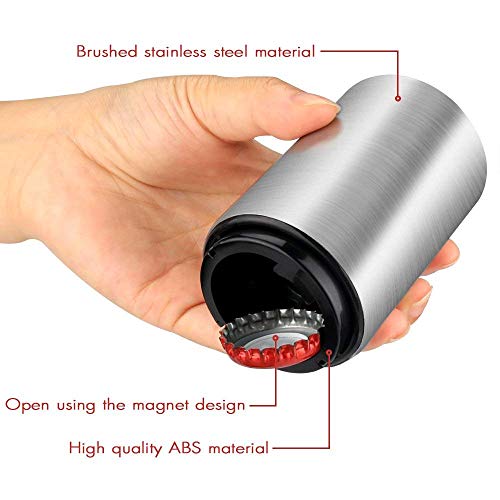 Beer Bottle Opener with Magnet,Stainless Steel Automatic Bottle Opener with Magnetic Cap Catcher
