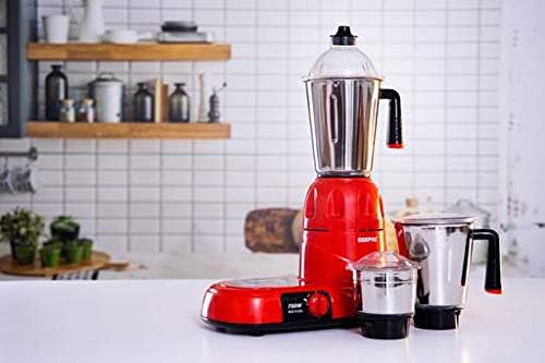 Geepas 750W 3-in-1 Mixer Grinder – Dry & Wet Indian Mixer Grinder Multifunctional Grinder with Stainless Steel Jars & Blades – 3 Speed, Perfect f