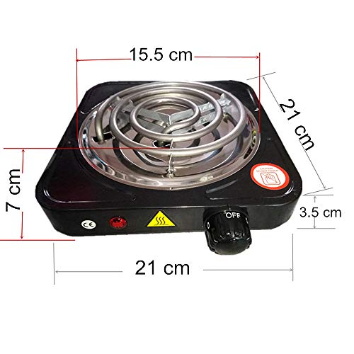 KitaBulb Coal Burner Electric Charcoal Starter Coconut Shells Lighter - 1000W Black for Water Pipe, Hookah, Shisha, BBQ - 3 PIN GB Plug