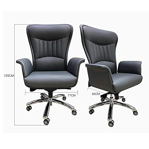MU Pu Leather Computer Chair, Modern Boss Chair Office Chair, Comfortable Swivel with Fixed Armrests, Furniture Adjustable Swivel Chair