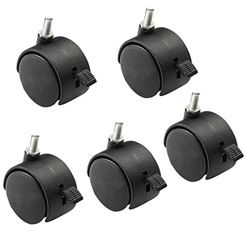 SKOAJAS Plate Casters 5pcs Office Chair Caster Nylon Plastic Replacement Furniture Wheels,Smooth Rolling,Protect Floors,Capacity 100KG,with Threa