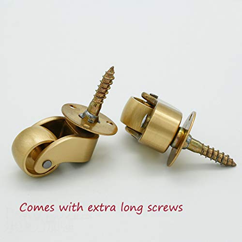 SKOAJAS Plate Casters Brass Universal Furniture Casters, Solid Brass Castors,360 Degree Rotating Swivel Casters,Load Capacity 75kg,with Mounting