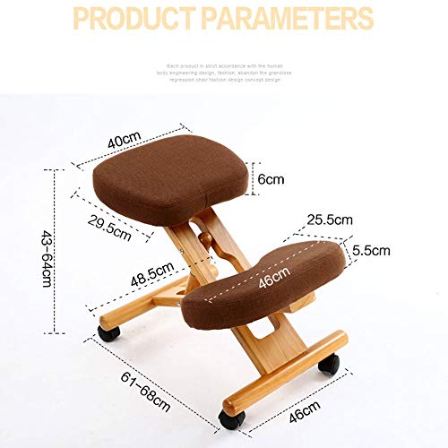 WALNUT Ergonomic Kneeling Chair With Caster Stool Wood Office Posture Support Furniture Ergonomic Wooden Chair Balancing Body Back Pain (Color :