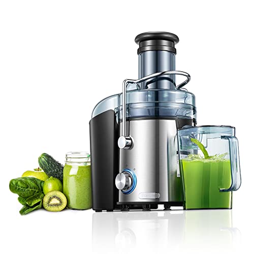 Juicer Machines, FOHERE 800W Juicer Whole Fruit and Vegetables, Quick Juicing Easy to Clean, 75MM Large Feed Chute, Dual Speed Setting and Non-Sl