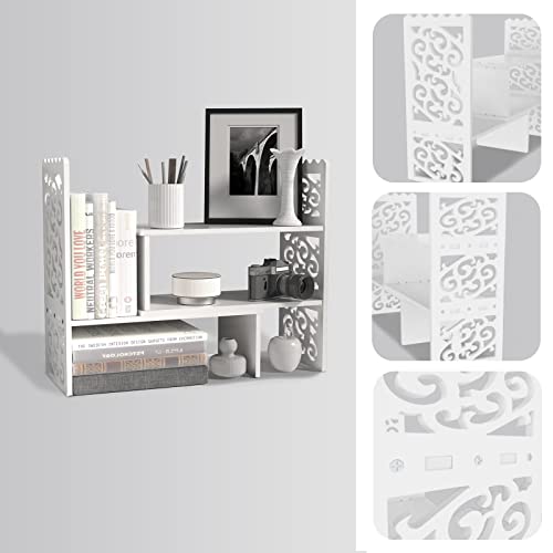 MASAKA B&W Desktop Organizers with Shelves for Office Desk, Adjustable WPC Display Shelf for Pen, Desktop Corner Organizer and Storage, Desk top
