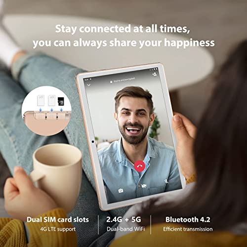 Tablet 10 Inch 8 Core - TOSCIDO Android 10.0,4G LTE Tablets,4GB of RAM and 64 GB Expandable to 128GB,Dual SIM,GPS,WiFi,Bluetooth Keyboard,Mouse,T