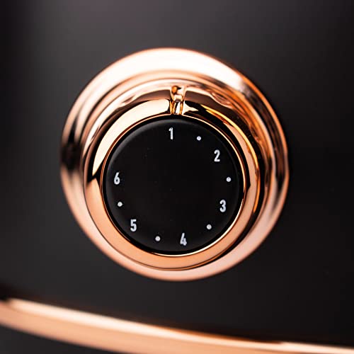 Haden Heritage Black Toaster 4 Slice - Adjustable Browning Control, Reheat and Defrost Functions 4 Slice Toaster - Stainless Steel Toaster 4 Slic