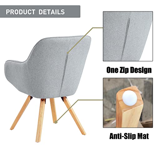 Kithkasa Mid-Century Modern Swivel Accent Chair Home Office Desk Chair with Wood Legs Armchair for Vanity Table Guest Living Dining Room Grey