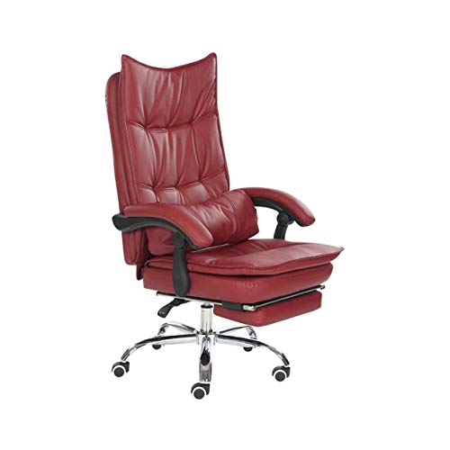 N/A Reclining Office Chair with Lumbar Support Ergonomic Adjustable Seat Height and Back Recline Desk and Task Chair (Color : Rosso)