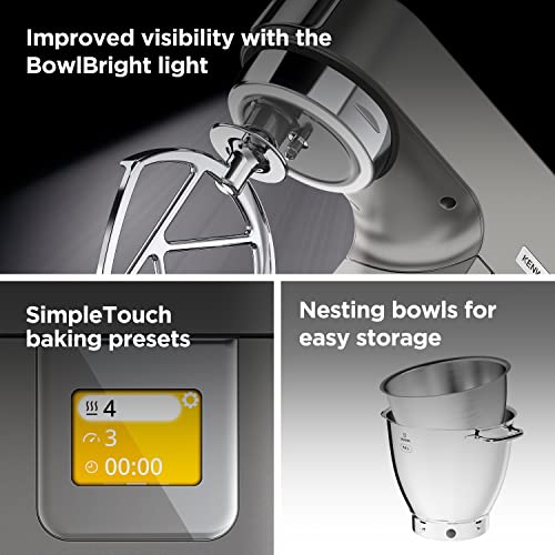 Kenwood Titanium Chef Patissier XL Stand Mixer for Baking- Powerful Food Mixer, With K-Beater, Dough Hook, Whisk, and 2 Bowls 5L and 7L, KWL90.00