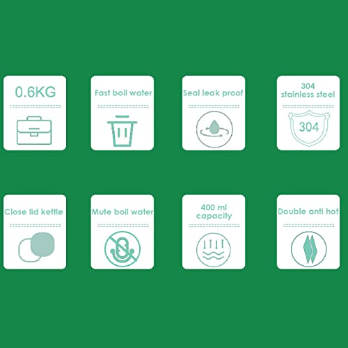 Travel Electric Cup 400ml 12V Car Kettle 80W Kettles Electric Fast Boil 98 degrees heating 304 Stainless Steel Liner One Key Opera Auto-Shut-Off