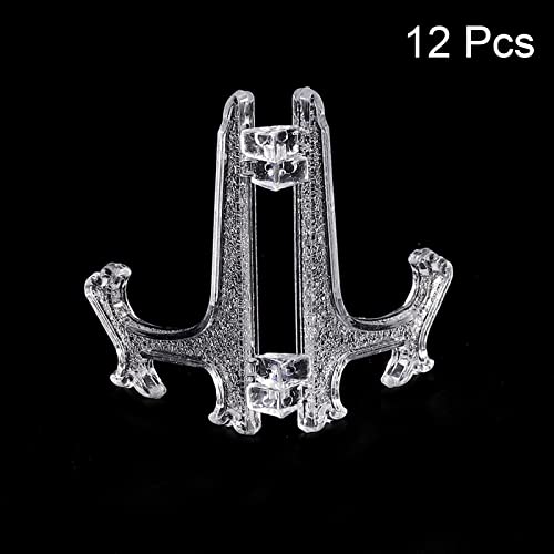 MECCANIXITY 1.8 Inch Display Stand Holders Display Pictures PS Plastic Clear for Home Decoration, Art, Book Stores Pack of 12