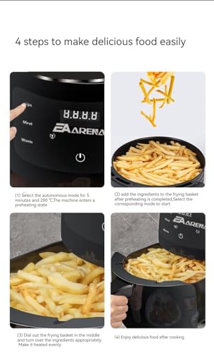 EA ARENA Air Fryer 4.5L, Oil Free Air Fryer Oven with Nonstick Removable Basket, 4Presets, One-Touch Digital Screen, Rapid Air Circulation, Keep