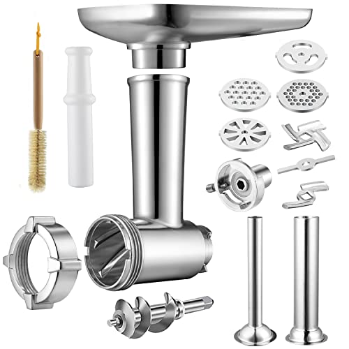 Food Grinder Attachment for Kenwood Stand Mixers,Gdrtwwh Meat Grinder Accessory Compatible with All Kenwood Stand Mixers, Includes 2 Sausage Stuf
