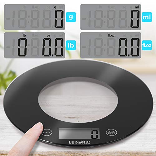 Duronic Kitchen Scales with Bowl KS7000 10kg | for Postal Baking weighing scale| 1.5L Black Digital Display | Add & Weigh Tare | 1g Precision