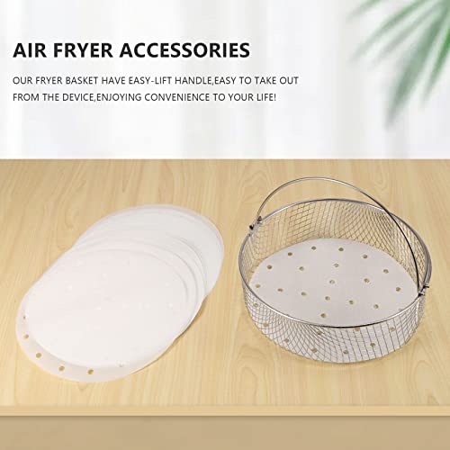 Geieold Air Fryer Basket for Mesh Steamer Basket for Ninja Foodi 6.5, 8Qt,Air Fryer Basket,Air Fryer Crisping Basket with Handle