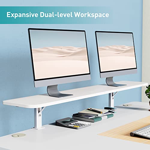 WOKA 55 x 28 Inch Electric Standing Desk with Wheels, Height Adjustable Stand up Desk with a Monitor Stand Riser, Standing Computer Desk with Mem