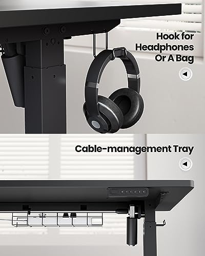 SIAGO Electric Standing Desk Adjustable - 48 x 24 Inch Sit Stand Desk with Cable Management - 3 Memory Preset Adjustable Height Stand up Computer