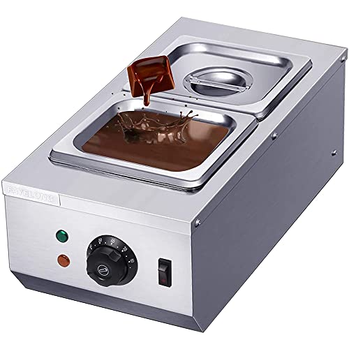 Fayelong Chocolate Tempering Machine Melting Pot Electric Auto Chocolate Heater Liquid Warmer Stainless Steel 6L Capacity 2 Tanks Commercial Home