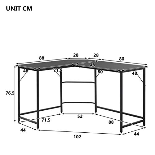 HDDFG Large L Shaped Office Computer Desk PC Gaming Study Laptop Corner Table Modern Black for Home Working Workstation Writing