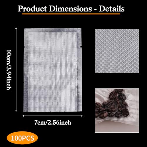 7x10cm 100Pcs Thick Small Vacuum Sealer Bags for Food Storage, Heat Seal Bags Small Precut Storage Bag, Plastic Heat Seal Bags, Grocery Sealable