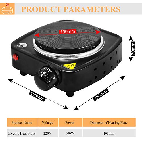 MXBAOHENG Portable Electric Stove 500W Coffee Heater Electric Moka Pot Base Coffee Stove Heat Plate Adjustable Temperature Cookware Adapter Elect