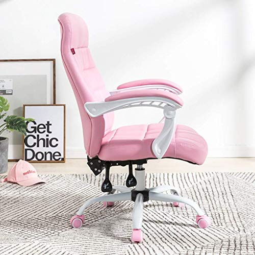 Mu Home Office Chair Boss Reclining Office Chair Girls Cute Bedroom Computer Chair Lying Sleeping Seat Loading 300Kg,Pink,64 * 64 * 107Cm