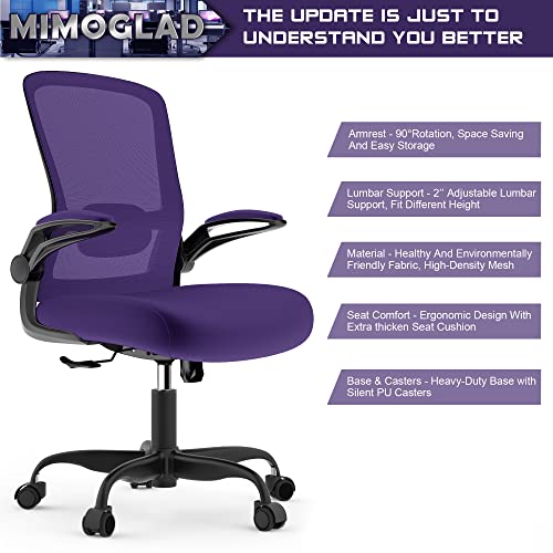Office Chair, Ergonomic Desk Chair with Adjustable Lumbar Support, High Back Mesh Computer Chair with Flip-up Armrests-BIFMA Passed Task Chairs,