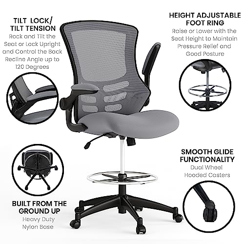 Flash Furniture Drafting Chair, 64.77 x 62.23 x 128.91 cm