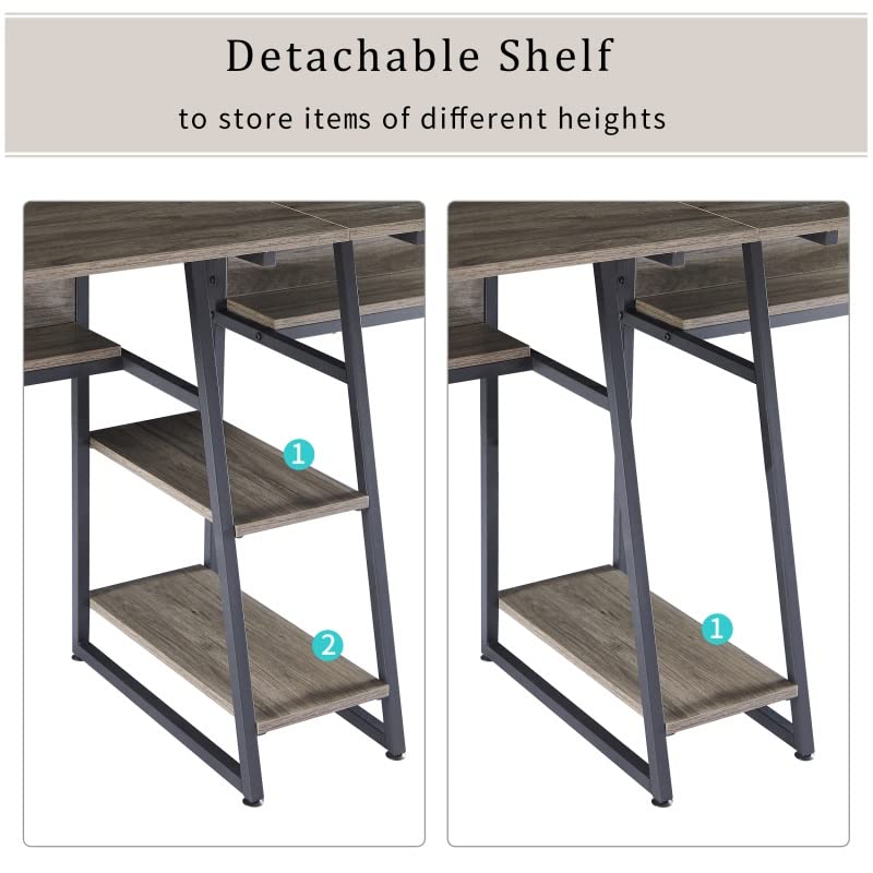 N/A Office Duo Desk Antique Writing Desk Workstation With Open Shelves And Storage Shelves (Color : A)