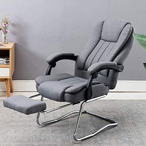 WALNUT Ergonomic Office Recliner Chair with Lumbar Support Modern Simple Leisure Chair Study Chair Fabric Office Chair Bow Chair (Color : Black)