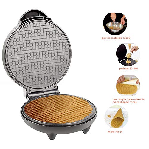 Electric Waffle Cone Maker Machine, Double Side Heating, Non-Stick Stainless Steel Mould, Biscuit Ice Cream Egg Rolls Dessert Baking Pan Kitchen