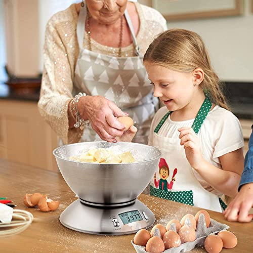 Electronic Kitchen Scales, Uten Kitchen Digital Scale with Detachable Stainless Steel Bowl 11lb/5kg, with Ambient Temperature Sensor and Cuisine