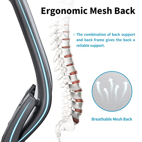 LONGBOSS Office Chair, Mid Back Home Office Computer Desk Chairs and Built-in Lumbar Support Flipped Arms Adjustable Height (Gray)