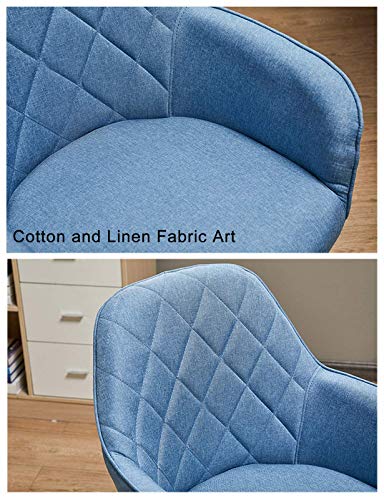 NMDCDH Home Office Modern Twill Fabric Adjustable Mid-Back Task Ergonomic Executive Chair Adjustable Height and Armrest for Women, Blue