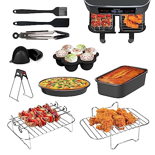 EAIMi Dual Air Fryer Accessories, 10 Pcs Ninja Dual Air Fryer Accessories Compatiable with Ninja Foodi Dual Air Fryer Af400UK AF451UK & AF500UK o