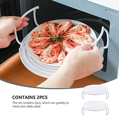 Cabilock 2pcs Microwave Plate Stacker Grill Rack Microwave Tray Plastic Baking Oven Tray Microwave Rack for Bacon Frozen Snacks Cooking Supplies