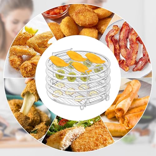 Air Fryer Rack Compatible with Ninja Foodi 8Qt Stainless Steel 8.5inch Dehydrator Stand 5 Layers Stackable Dehydrating Rack Grill for Air Fryer O