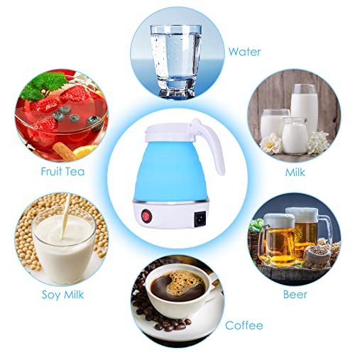 Foldable Electric Kettle, Portable Kettle for Travel, Silicone Electric Water Boiler, Tea Heater, Coffee Maker, Collapsible Kettle with Separable